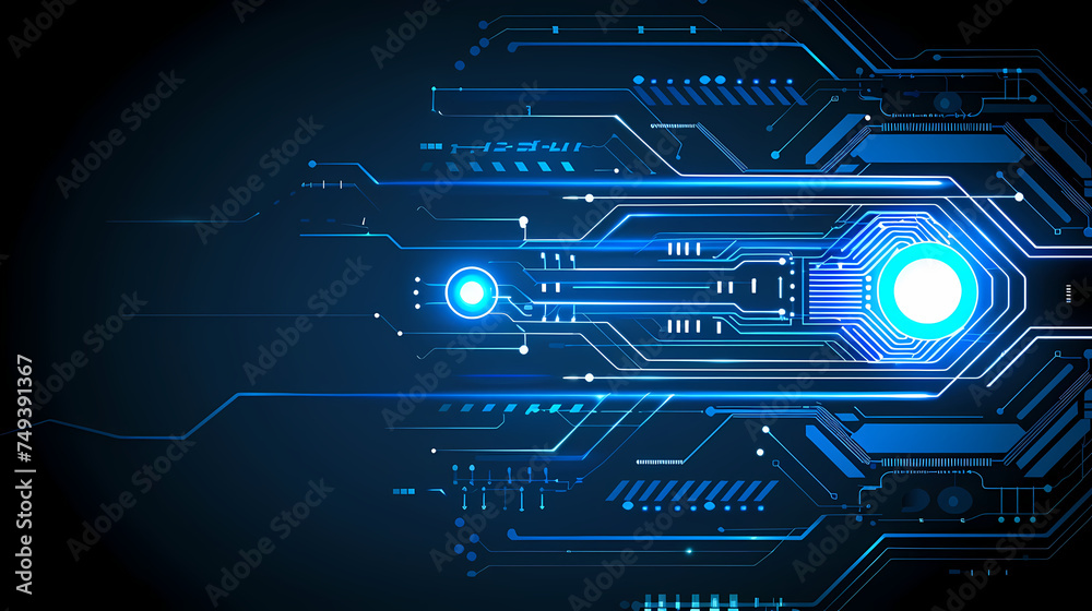 Intricate Circuit Board Design With Glowing Blue Elements Intricate Circuit Board Design With Glowing Blue Elements