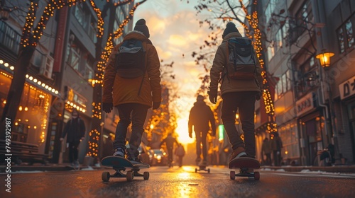 skateboarders on the street