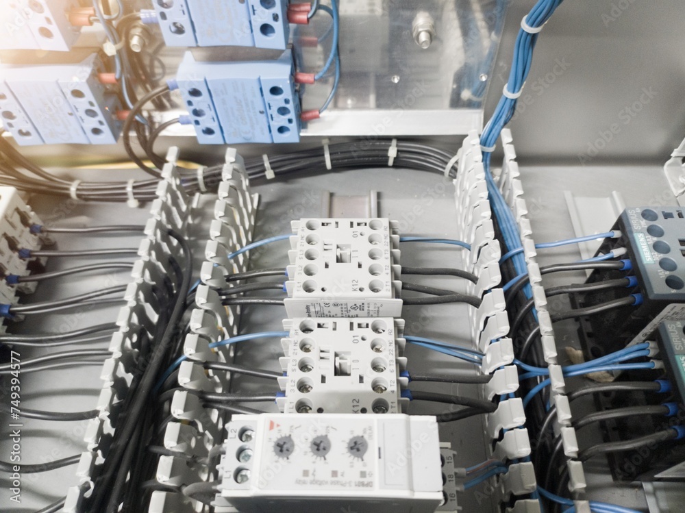 the magnetic contactors relay on panel board, Wiring connection circuit to terminals relay switch contactor on the panel control. Installation wiring connection magnetic contactors. the magnetic contactors relay on panel board, Wiring connection circuit to terminals relay switch contactor on the panel control. Installation wiring connection magnetic contactors.
