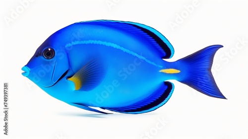 Blue tang fish, marine life isolated on white background