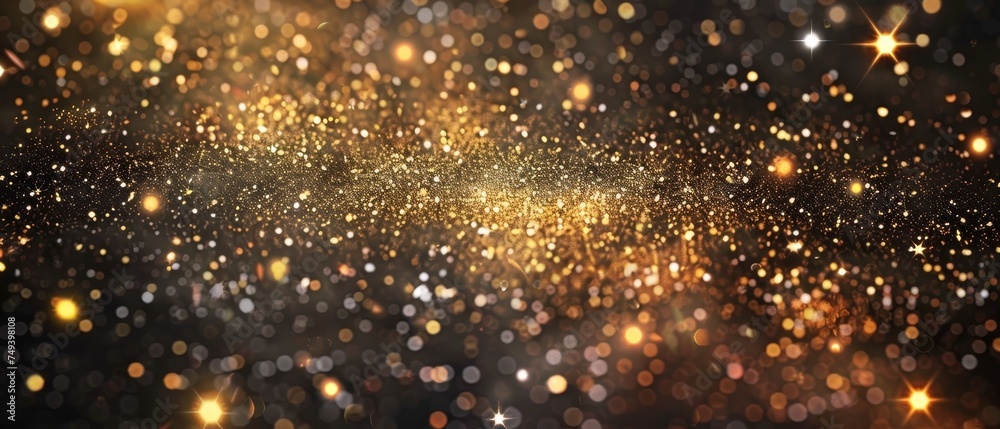 A mesmerizing display of golden bokeh lights against a dark backdrop, creating a magical, festive atmosphere. A mesmerizing display of golden bokeh lights against a dark backdrop, creating a magical, festive atmosphere.