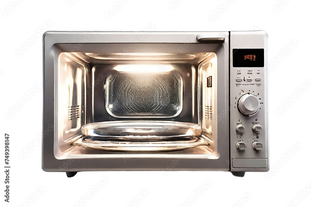 Obraz premium Isolated Modern Stainless Steel Microwave Oven