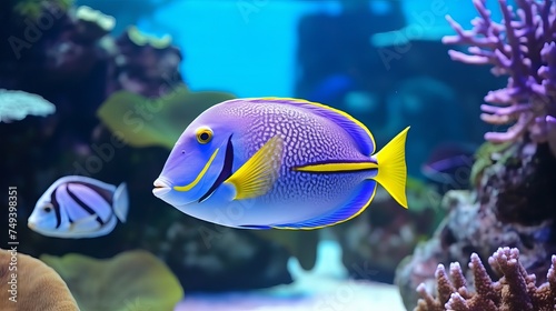 Exotic tropical fish purple Yellowfin surgeonfish Acanthurus xanthopterus closeup © Elchin Abilov