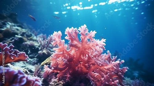 Flower sea living coral and reef color under deep dark water of sea ocean environment © Elchin Abilov