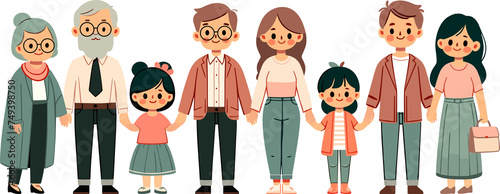 Cute cartoon family member portriat.