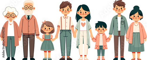 Cute cartoon family member portriat.