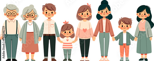 Cute cartoon family member portriat.