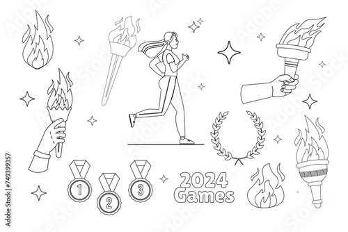 Collection outline of olympic elements award torch