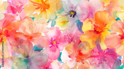 Beautiful watercolor flowers background texture. Floral wallpaper.  watercolor flower, flower background, flower, floral, background, watercolor, texture, wallpaper, floral, © Tepsarit