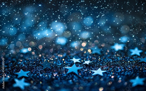 A mesmerizing display of blue and white glittering lights creating a magical, sparkling surface.