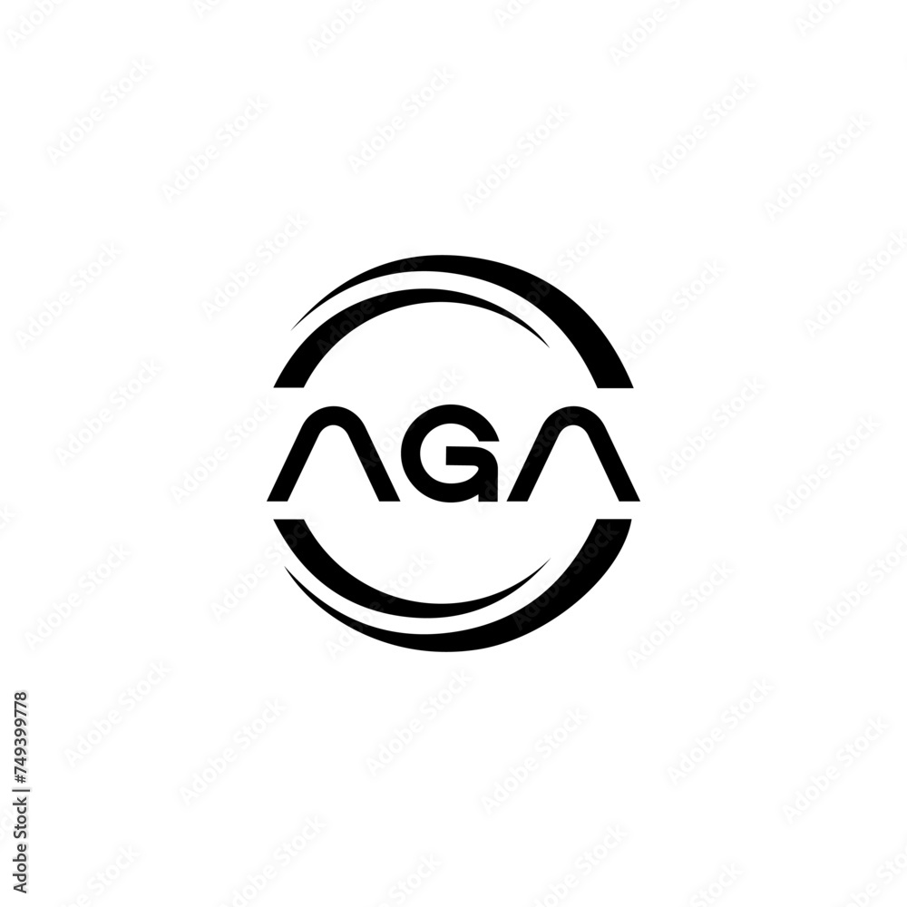 Fototapeta premium AGA logo. A G A design. White AGA letter. AGA, A G A letter logo design. Initial letter AGA linked circle uppercase monogram logo. A G A letter logo vector design. top logo, Most Recent, Featured,