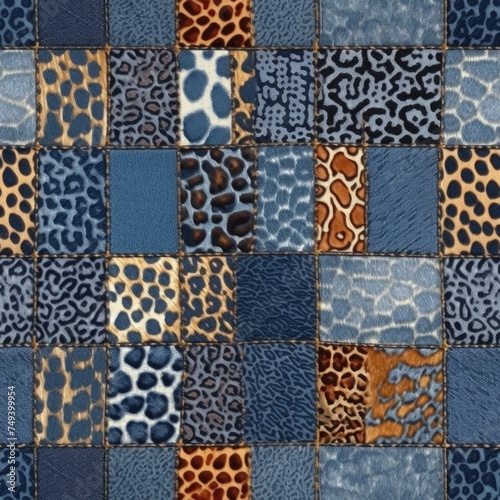 Checkerboard of Denim and Leopard Prints in Warm and Cool Tones.