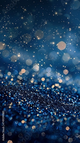 Sparkling stars and glitter on a dark blue background, creating a magical and festive atmosphere. © burntime555