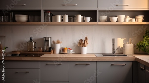 Modern style kitchen with light worktop