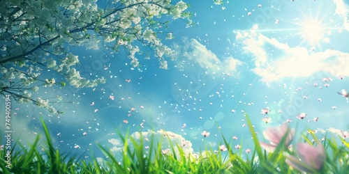 grass and blue sky background  spring weather banner  poster  spring weather background  spring background