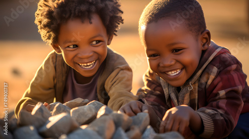 african children playing happy
