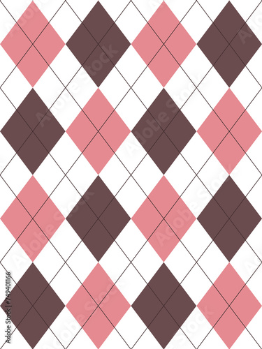 Argyle pattern. Coral. Seamless geometric background for clothing, wrapping paper.