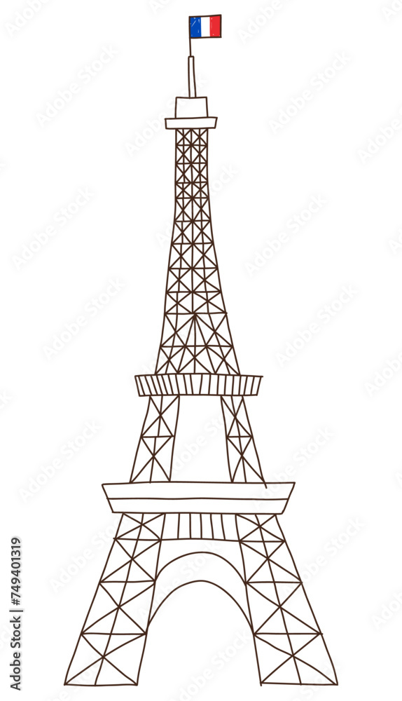 Obraz premium ゆるらくがき風エッフェル塔