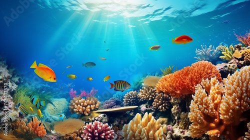Underwater Diving - Tropical Scene With Sea Life In The Reef