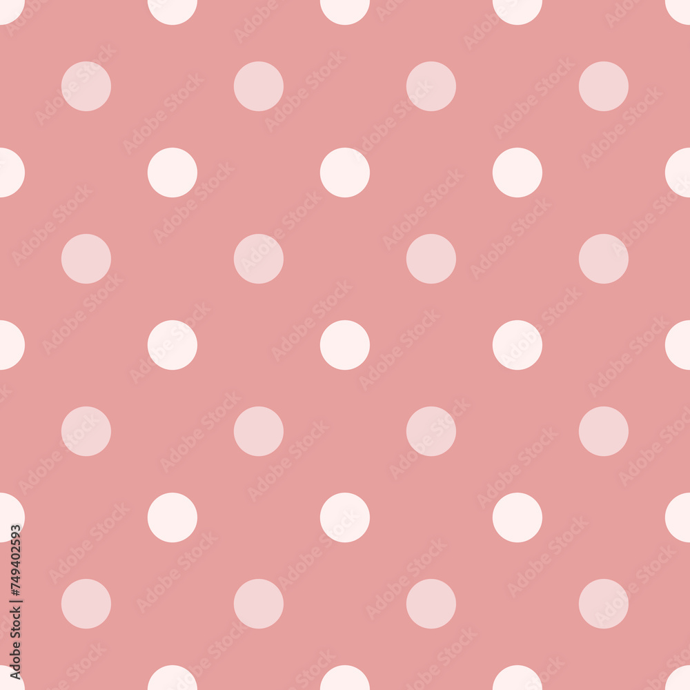 White Polka Dots Pattern Repeat on pink Background