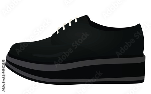 Black platform shoe. vector illustration