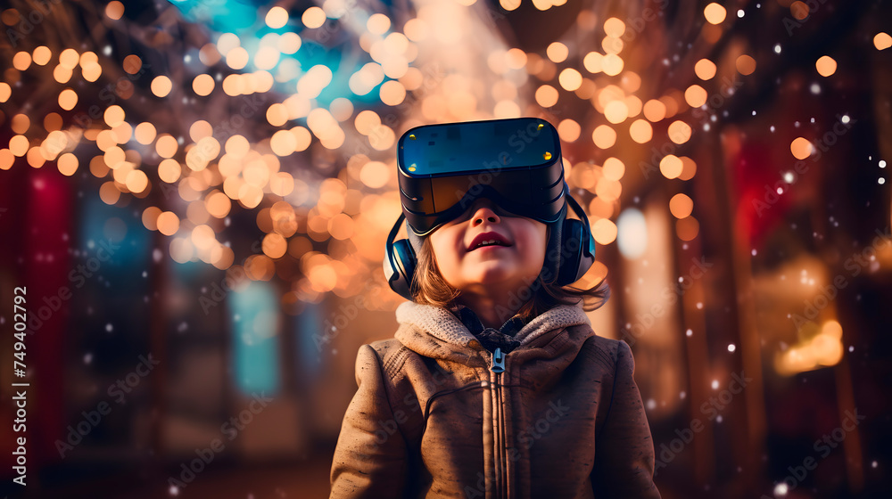 child using virtual reality glasses child using virtual reality glasses