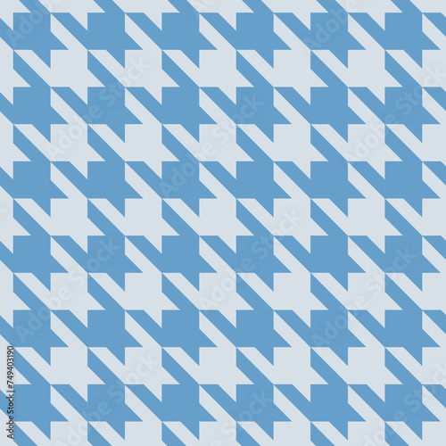 Tweed check plaid pattern in trendy blue color.Seamless houndstooth pattern.