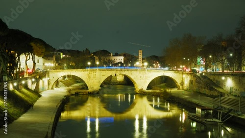 Bridge Vittorio Emanuele II and Tevere in Rome, Italy photo