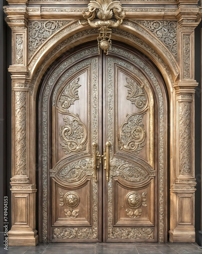 detail of a Large decorative wooden doors