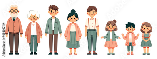 Cute cartoon family member portriat.