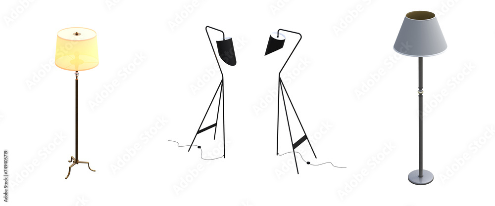 floor lamp isolated on white background, interior lighting, 3D illustration, cg render floor lamp isolated on white background, interior lighting, 3D illustration, cg render