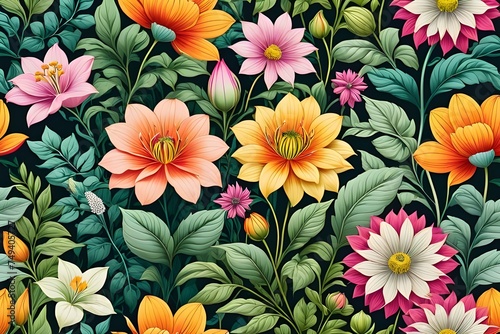 Floral and botanical textile pattern design ai generated
