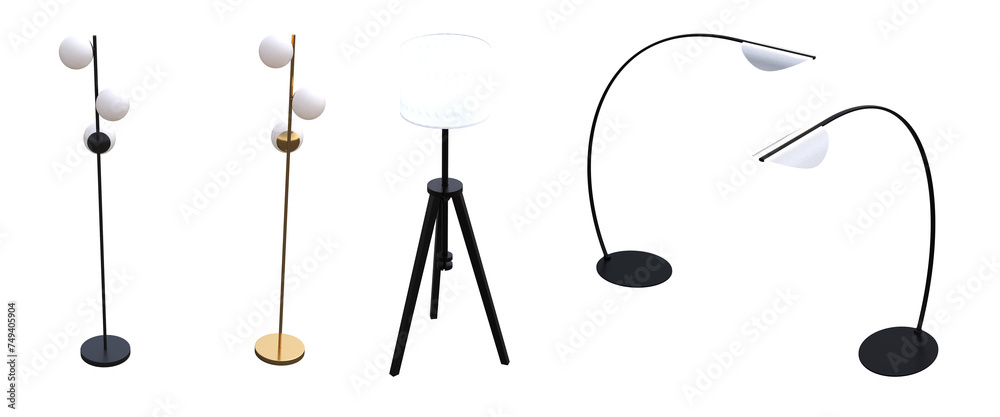 floor lamp isolated on white background, interior lighting, 3D illustration, cg render floor lamp isolated on white background, interior lighting, 3D illustration, cg render