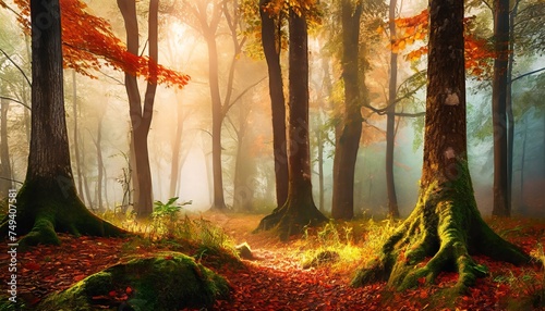 autumn forest in the morning © Frantisek