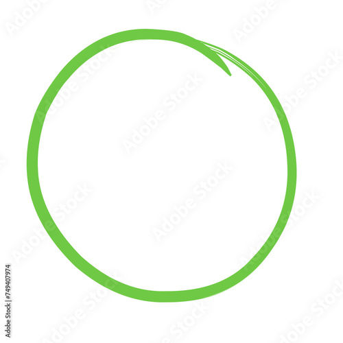 Green circle, pen draw. Highlight hand drawing circle isolated on background. Handwritten green circle. For marking text, numbers, marker pen, pencil, logo and text check, vector illustration
