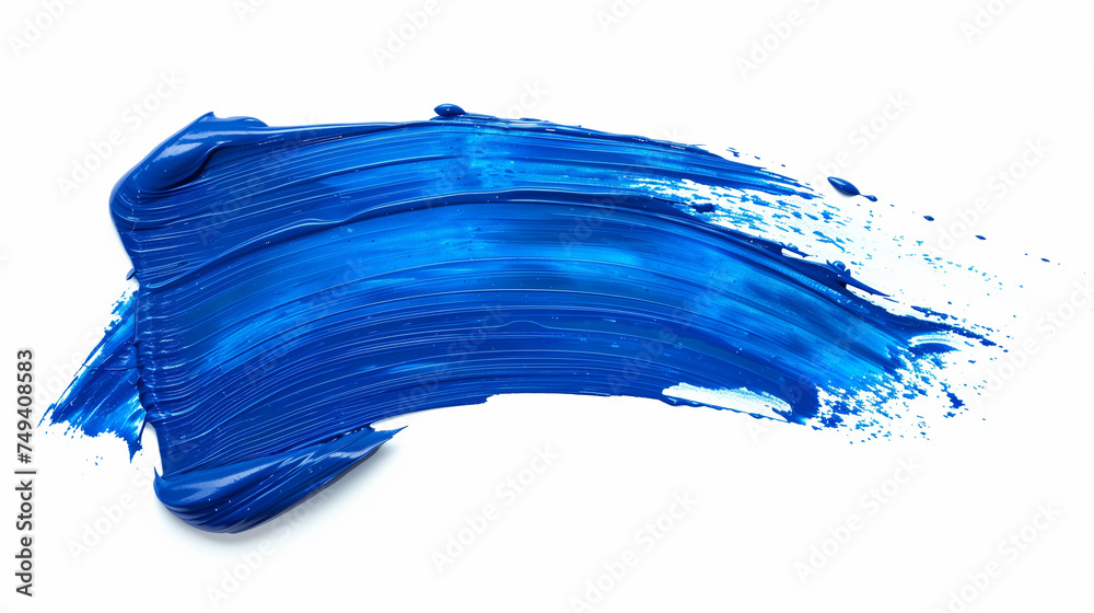 Blue paint brush stroke isolated on white background
