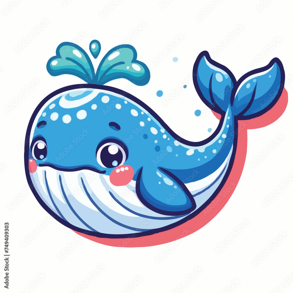 Naklejka premium cute whale vactor on white background.