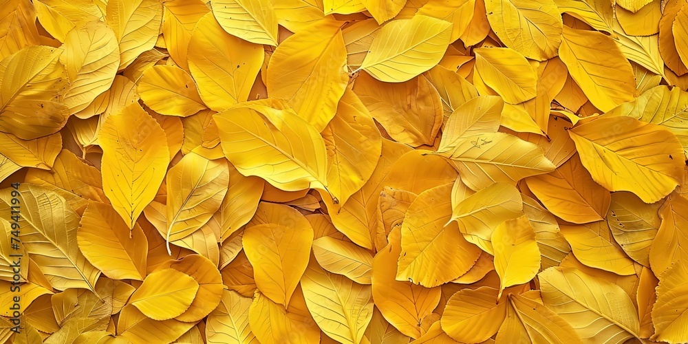 Bright yellow leaves,autumn,decor,top view,background,wallpaper. - obrazy, fototapety, plakaty 