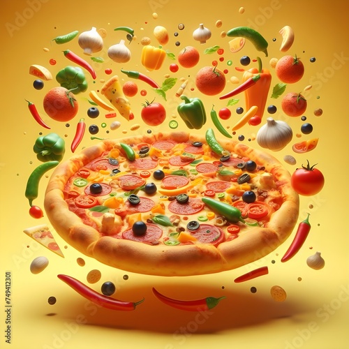 3D Rendaring of a Delicious pizza photo