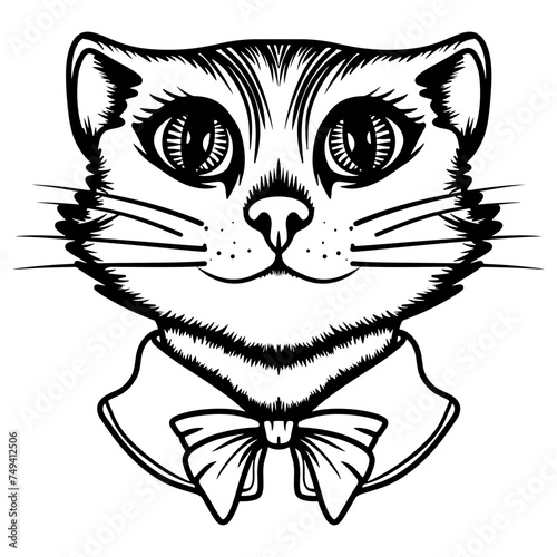 Hand draw cute cat coloring book or active page