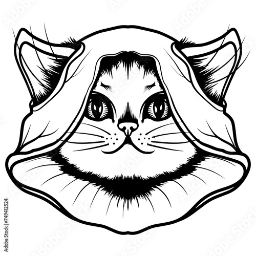 Hand draw cute cat coloring book or active page