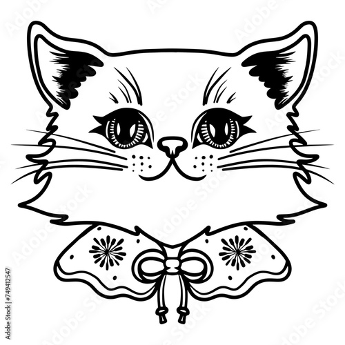 Hand draw cute cat coloring book or active page