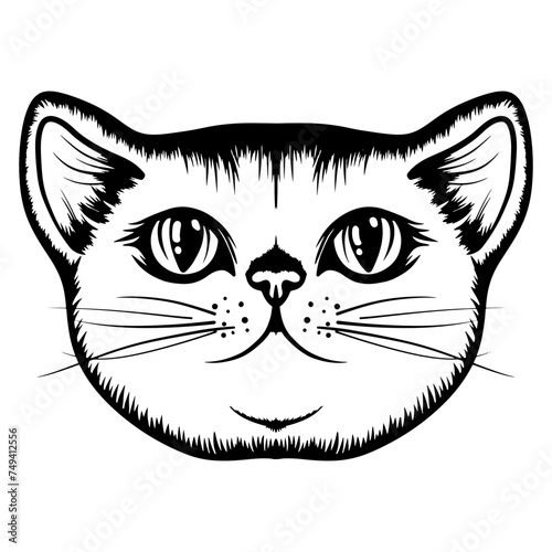 Hand draw cute cat coloring book or active page