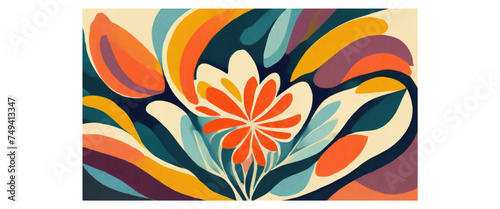 Floral background illustration in 70s style.