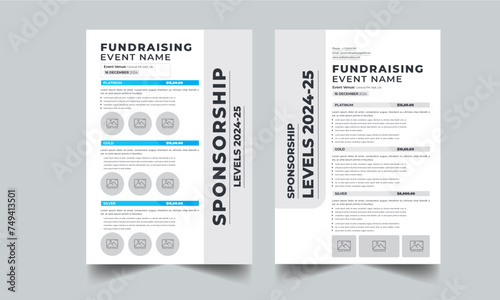 Sponsorship Levels Fundraising Flyers design layout template with 2 Style design	