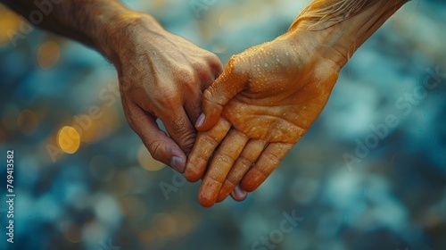 Man and woman holding hands closeup 