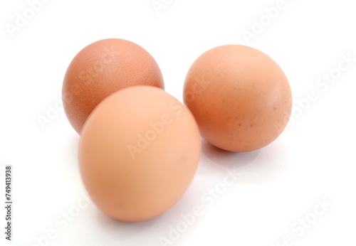 Red eggs on a white background - stock photo
