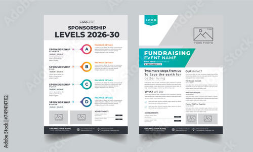 Nonprofit Event Sponsorship Levels Fundraising Flyers design layout template