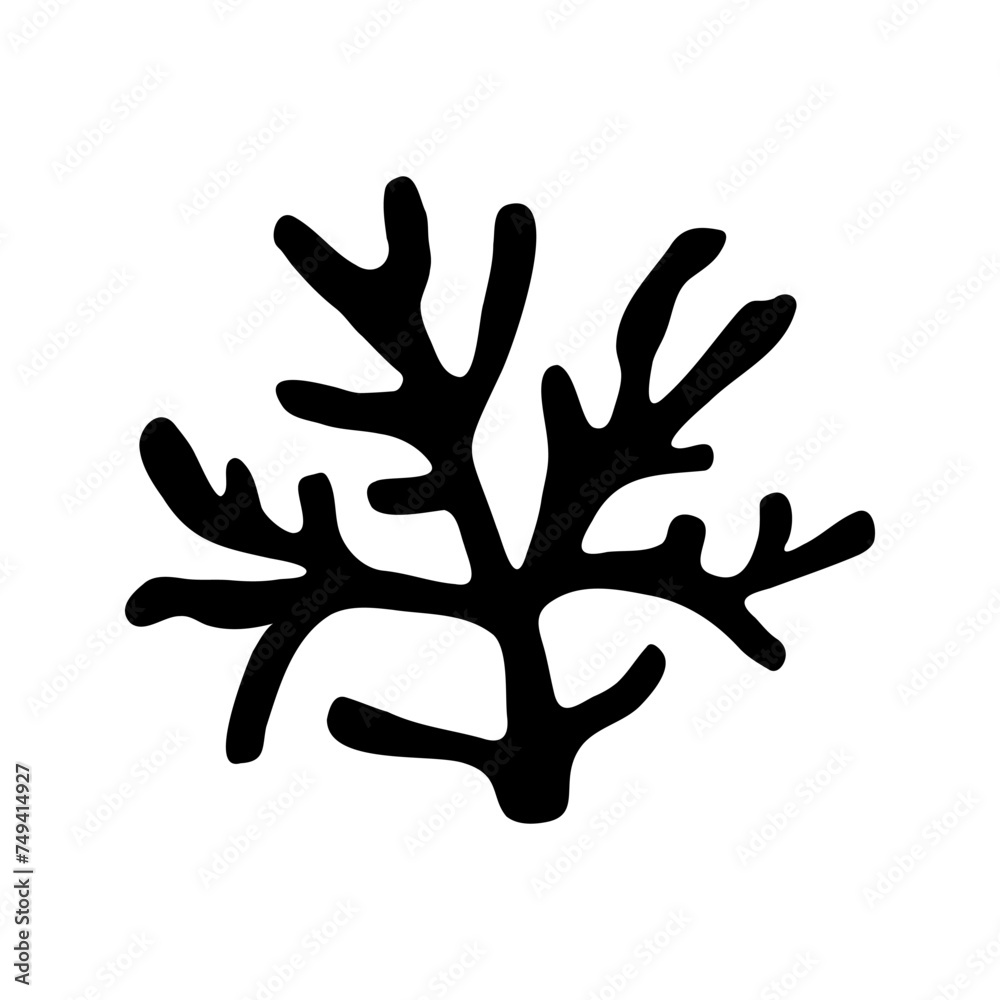 Vector single sea coral. Hand drawn doodle illustrations Vector single sea coral. Hand drawn doodle illustrations