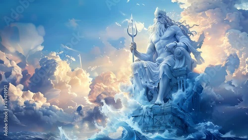 A magnificent statue of Poseidon, the ancient Greek god of the seas photo
